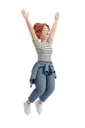 Jumping girl celebrating
